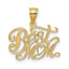 Best Mom Charm in 14K Yellow Gold, 32mm Textured - Sophia Jewelers