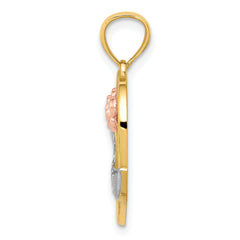 14K Two-Tone Gold Grandma Heart Pendant with White Rhodium Accents