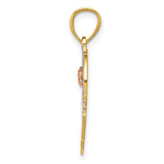 14K Two-Tone #1 Grandma Heart Pendant with White Rhodium Accent