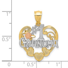 14K Two-Tone #1 Grandma Heart Pendant with White Rhodium Accent