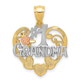 14k Two-tone w/White Rhodium #1 GRANDMA Heart Pendant