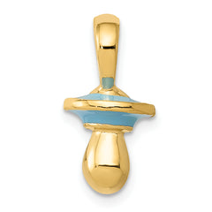 14K Gold Blue Enameled 3D Pacifier Pendant by Sophia Jewelers