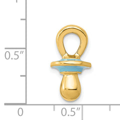 14K Gold Blue Enameled 3D Pacifier Pendant by Sophia Jewelers