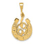 Clover in Horseshoe Pendant in 14K Yellow Gold, 25mm Textured - Sophia Jewelers