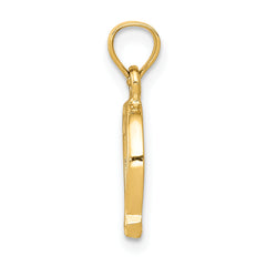 14K Yellow Gold Horseshoe Pendant with Polished Finish and Textured Back