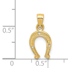 14K Yellow Gold Horseshoe Pendant with Polished Finish and Textured Back