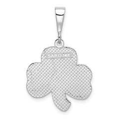 14K White Gold Trinity Clover Pendant with Polished Rhodium Finish