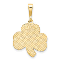 14K Yellow Gold Trinity Clover Pendant with Textured Back, Polished Finish
