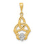 14K Rhodium Diamond-cut Claddagh Pendant