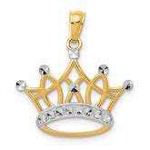 14k and Rhodium Crown Pendant