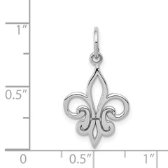 14k White Gold Polished Fleur De Lis Charm with Rhodium Finish Elegant and Timeless