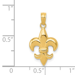 14K Gold Fleur-De-Lis Pendant with Polished Finish Elegant and Timeless