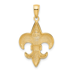 14K Gold Fleur-De-Lis Pendant for Men with Polished Finish