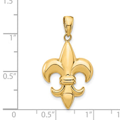 14K Gold Fleur-De-Lis Pendant for Men with Polished Finish