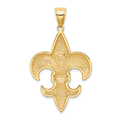 14K Gold Fleur-De-Lis Pendant with Polished Finish Elegant and Solid Design
