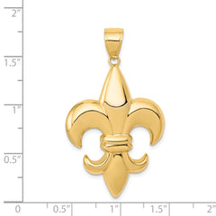 14K Gold Fleur-De-Lis Pendant with Polished Finish Elegant and Solid Design