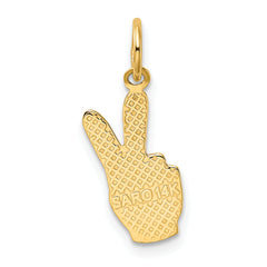 14K Gold Peace Sign Charm with Polished Finish and Textured Back