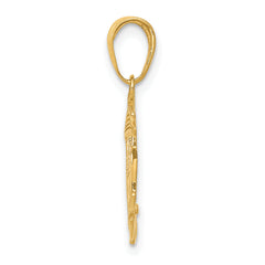 14K Gold Cable Car Pendant with Polished Finish and Solid Design