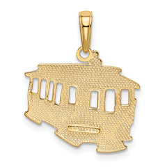 14K Gold Cable Car Pendant with Polished Finish and Solid Design