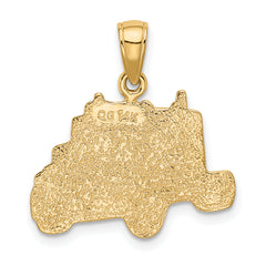 14K Gold Truck Cab Pendant for Men with Polished Textured Finish