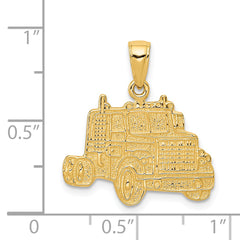 14K Gold Truck Cab Pendant for Men with Polished Textured Finish