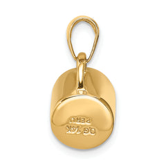 14K Gold 3D Enameled Coffee Cup Pendant with Polished Finish