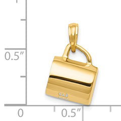 14K Gold 3D Enameled Coffee Cup Pendant with Polished Finish