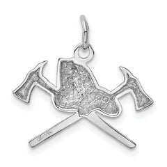 14K White Gold Fire Department Charm with Polished Finish for Men
