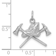 14K White Gold Fire Department Charm with Polished Finish for Men