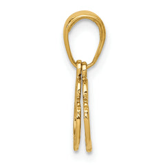 14K Gold Polished Handcuffs Pendant with Moveable 2-Piece Design