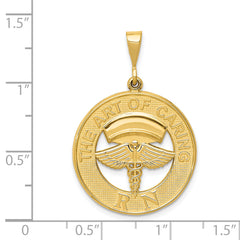 14K Gold RN Pendant with Polished Finish and Textured Back