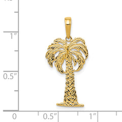 14K Gold Palm Tree Pendant for Men  Solid Casted Design, 27mm