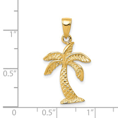 14K Gold Men's Palm Tree Pendant Solid Casted Design, 28mm Length