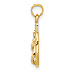 14K Gold 3D Flip Flops Pendant  Solid, Casted, Themed Charm