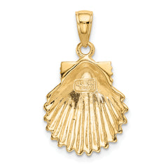14K Gold Scallop Shell Pendant for Men with Polished Finish