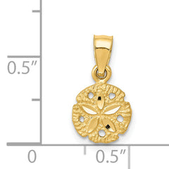 14K Gold Sand Dollar Pendant with Polished Finish and Textured Design