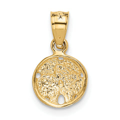 14K Gold Sand Dollar Pendant with Polished Textured Finish