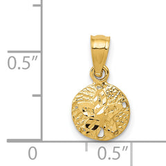 14K Gold Sand Dollar Pendant with Polished Textured Finish