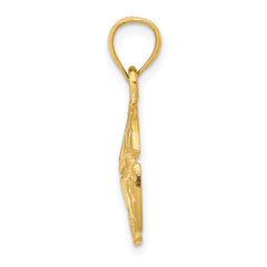 14K Yellow Gold Sand Dollar Pendant with Polished Diamond-Cut Texture