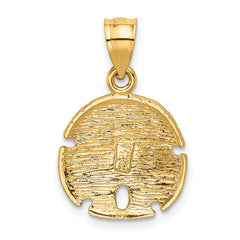 14K Yellow Gold Sand Dollar Pendant with Polished Diamond-Cut Texture