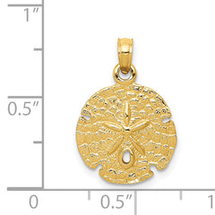 14K Gold Sand Dollar Pendant with Polished Finish Textured, Solid Craftsmanship