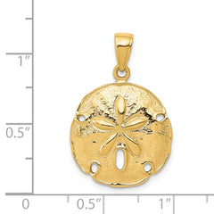 14K Gold Sand Dollar Pendant Polished, Textured Design for Men