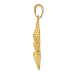 14K Gold Starfish Pendant for Men with Textured Design