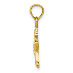 14K Gold Starfish Pendant with Polished Diamond-Cut Finish