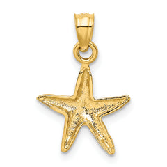 14K Gold Starfish Pendant with Polished Diamond-Cut Finish