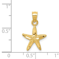 14K Gold Starfish Pendant with Polished Diamond-Cut Finish
