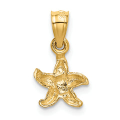 14K Gold Starfish Pendant with Polished Textured Finish by Sophia Jewelers