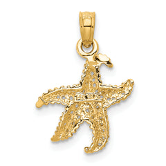 14K Gold Polished Starfish Pendant for Men  Solid, Textured, Elegant Design