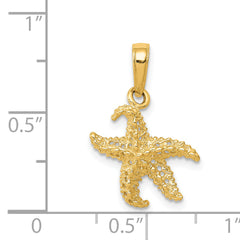 14K Gold Polished Starfish Pendant for Men  Solid, Textured, Elegant Design