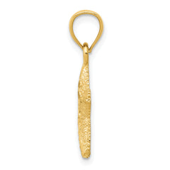 14K Gold Starfish Pendant with Polished Textured Finish, Cast Solid